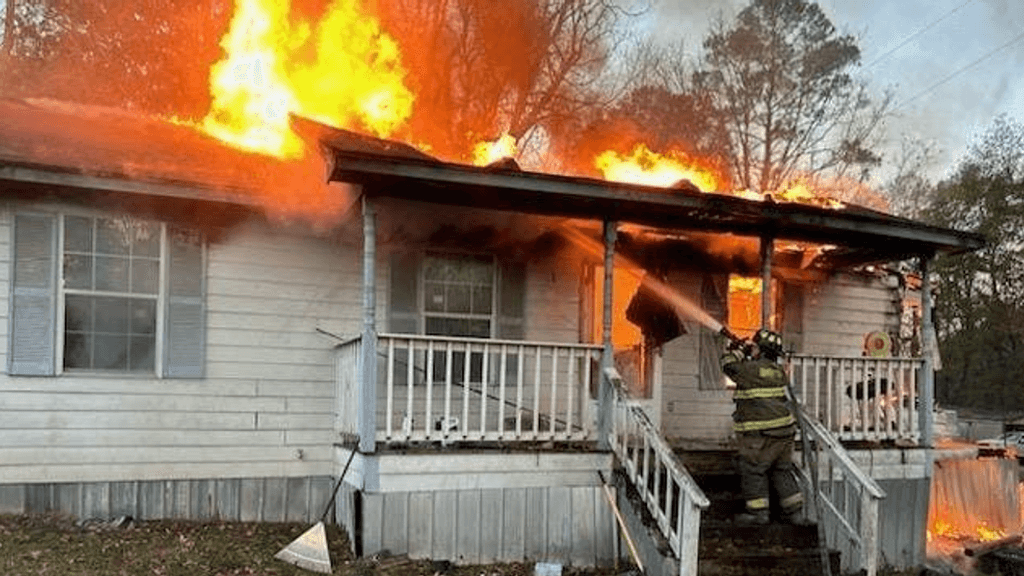 Space_heater_fire A house burnt due to a space heater.